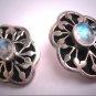 Designer Vintage Victorian Moonstone Earrings Silver Estate