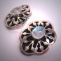 Designer Vintage Victorian Moonstone Earrings Silver Estate