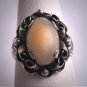 Antique Floral Heart Agate Ring Victorian Art Deco 1920s Moonstone