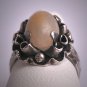 Antique Floral Heart Agate Ring Victorian Art Deco 1920s Moonstone