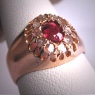 Antique Ruby Diamond Wedding Ring Vintage Victorian Rose Cuts 1800's