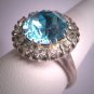 Antique Aquamarine French Paste Ring Vintage Art Deco Wedding