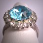 Antique Aquamarine French Paste Ring Vintage Art Deco Wedding