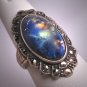 Antique Black Opal Ring Art Glass Victorian Renaissance Revival Art Deco 1920s