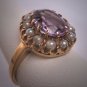 Antique Rose de France Amethyst Ring Pearl Victorian 19th Century Wedding
