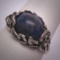 Antique Rennaisance Revival Lapis Ring Victorian Silver Roses