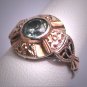 Antique Blue Zircon Wedding Ring Floral Gold Vintage Art Deco c.1930