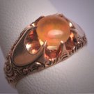 Antique Moonstone Opal Ring Georgian Victorian Rose Gold Wedding - Chased