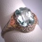 Antique Aquamarine Ring Vintage Victorian Art Deco White Rose Gold Floral Setting 1920