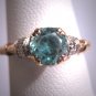 Antique Blue Zircon Diamond Wedding Ring Vintage Art Deco Yellow Gold c.1920