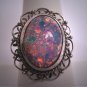 Antique Opal Art Glass Ring Sterling Silver Victorian Retro Art Deco 1930