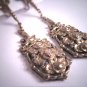 Antique Italian Silver Long Dangle Earrings Floral Flowers Victorian Art Deco c.1900