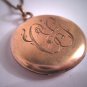 Antique Gold Locket Vintage Victorian Art Nouveau Fob Pendant Necklace Initials