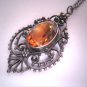 Antique Austro Hungarian Golden Citrine Pendant Necklace Victorian Edwardian c.1890 Renaissance