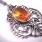 Antique Austro Hungarian Golden Citrine Pendant Necklace Victorian Edwardian c.1890 Renaissance