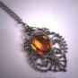 Antique Austro Hungarian Golden Citrine Pendant Necklace Victorian Edwardian c.1890 Renaissance