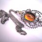 Antique Austro Hungarian Golden Citrine Pendant Necklace Victorian Edwardian c.1890 Renaissance