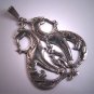 Antique Double Dragon Pendant Vintage Victorian Silver Gothic Renaissance Revival