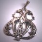 Antique Double Dragon Pendant Vintage Victorian Silver Gothic Renaissance Revival