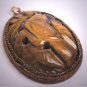 Antique Carved Tigers Eye Bird Pendant Old Chinese Setting c.1920 Art Deco