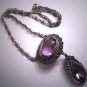 Antique Austro Hungarian Large Amethyst Pendant Necklace Silver Victorian Edwardian c.1890
