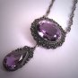 Antique Austro Hungarian Large Amethyst Pendant Necklace Silver Victorian Edwardian c.1890