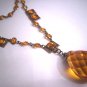 Long Antique Amber Czech Necklace Vintage Victorian Art Deco 1920 Crystal Flapper Style