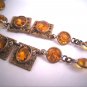 Long Antique Amber Czech Necklace Vintage Victorian Art Deco 1920 Crystal Flapper Style