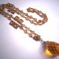 Long Antique Amber Czech Necklace Vintage Victorian Art Deco 1920 Crystal Flapper Style