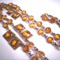 Long Antique Amber Czech Necklace Vintage Victorian Art Deco 1920 Crystal Flapper Style