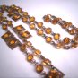 Long Antique Amber Czech Necklace Vintage Victorian Art Deco 1920 Crystal Flapper Style