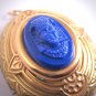 Antique Vintage Egyptian Revival Locket Pendant Necklace Czech Glass 1920