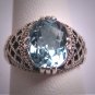 Estate Aquamarine Blue Topaz Ring Wedding Vintage Art Deco Bow Filigree Style