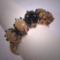 Vintage Black Opal Ring Band Wedding Engagement Anniversary Gold Retro Art Deco