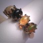Vintage Black Opal Ring Band Wedding Engagement Anniversary Gold Retro Art Deco