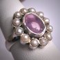 Vintage Victorian Amethyst Seed Pearl Ring Wedding Sterling