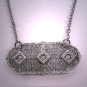 Antique Ornate Paste Necklace Rhodium Filigree Vintage Art Deco 1920