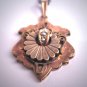 Antique Seed Pearl Rose Gold Fob Necklace Pendant Hand Chased 1880's