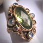 Vintage Peridot Moonstone Ring Amethyst Wedding Filigree Victorian Art Deco Vintage
