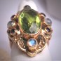 Vintage Peridot Moonstone Ring Amethyst Wedding Filigree Victorian Art Deco Vintage