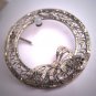Antique Art Deco Pin Filigree Bow Brooch Vintage White Gold Moonstone