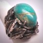 Antique Turquoise Ring Vintage Victorian Silver c.1900