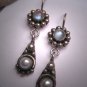Vintage Moonstone Pearl Earrings Victorian Georgian Revival