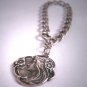 RARE Antique Art Nouveau Silver Chased Charm Bracelet Woman's Face 1890s
