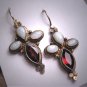 Vintage Australian Opal Garnet Earrings Victorian Georgian Style