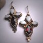 Vintage Australian Opal Garnet Earrings Victorian Georgian Style