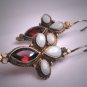 Vintage Australian Opal Garnet Earrings Victorian Georgian Style
