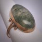 Antique Moss Agate Ring Victorian Art Deco 1900s Gold
