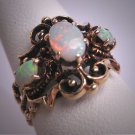 Antique Australian Opal Ring Yellow Gold Vintage Victorian Band