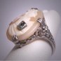 Antique Cameo Ring Vintage Art Nouveau Deco Filigree 1920